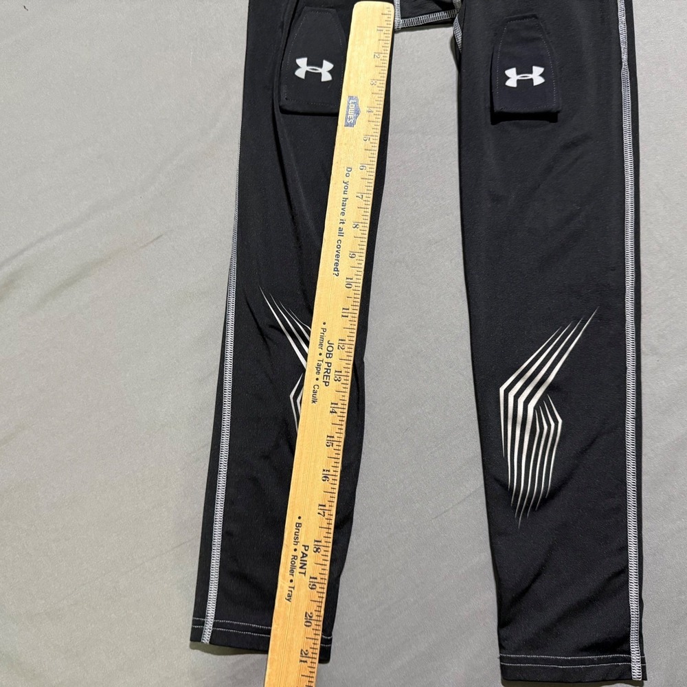 Under Armour HeatGear Leggings Kids Large Black Compression Hockey sock tabs - Picture 3 of 7